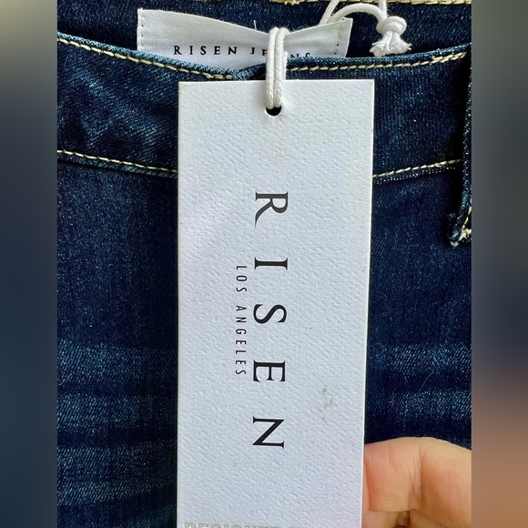 NWT Risen jeans 27 5 ultra high rise flare bell dark denim wide - Picture 16 of 16